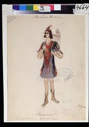Kostuumontwerp voor de opera "Die Zauberflöte" van Wolfgang Amadeus Mozart