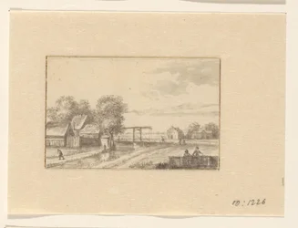 Landschap met huizen en een ophaalbrug