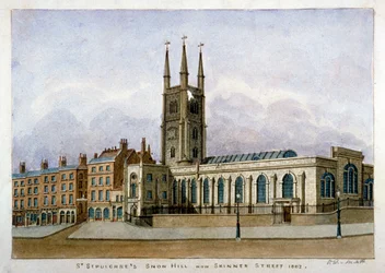 Kerk van St Sepulchre, Snow Hill, City of London, 1802