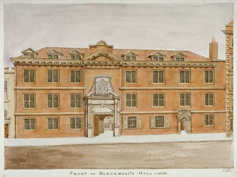 Vooraanzicht van Blackwell Hall, City of London