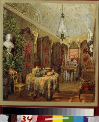 De studeerkamer in het Joesoepov-paleis in Sint-Petersburg