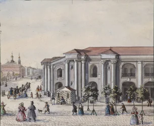 De Grote Gostiny Dvor Koopmanswerf in Sint-Petersburg, 1830-1840s