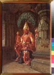 Een Vishnu-beeld in de Indra-tempel