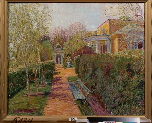 Een theepaviljoen - Schilderij van Vasili Vasilyevich Perepletchikov