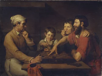 Een Kok die Dammen Speelt met een Huisbewaarder