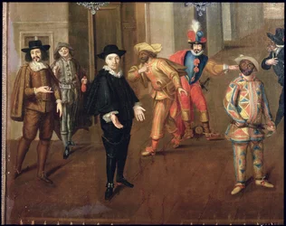 Italiaanse en Franse Komieken die Farces Spelen, 1670 (detail)