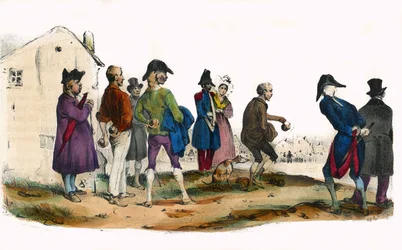 Martin, de honkbalspeler. In “Album Grotesque, Keuzes van Uitstekende Typen”, illustraties door Victor Adam, Parijs, circa 1850.