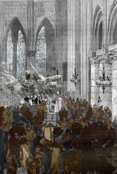 Zaak van de bezetenen van Loudun ca. 1630: de bezeten ursulinen tijdens een exorcismesessie in de kerk van Sainte Croix de Loudun