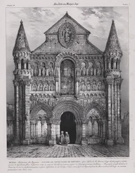 Romaans gevel van de Kerk van Notre Dame la Grande, Poitiers, Frankrijk