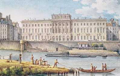 Uitzicht op het Hotel des Monnaies bij de samenvloeiing van de twee takken van de Seine