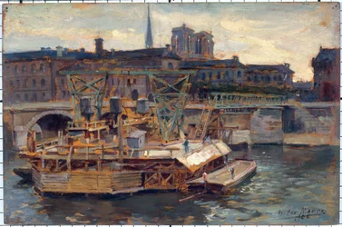 De werkzaamheden aan de metro bij de Pont Notre-Dame
