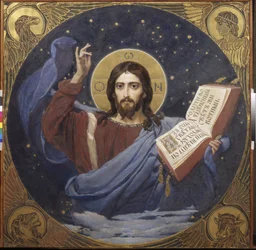 Christus Pantocrator door Viktor Michajlovitsj Vasnetsov (1848-1926), 1885-1896 - Staatsgalerie Tretjakov, Moskou
