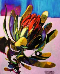 Kleurrijke abstracte protea