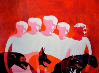 Vervagende figuren Boze honden
