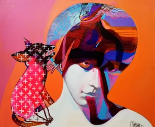 Surrealistisch portret van een vrouwelijke vos