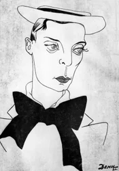 Karikatuur van Buster Keaton