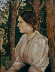 Portret van Tatyana Viktorovna Vasnetsova, de dochter van de kunstenaar