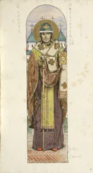 Sint Nikita, Bisschop van Novgorod Studie voor fresco