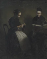 Avond in de Salon. De Moeder en Vrouw van de Kunstenaar