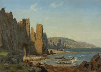 Strandformatie op Bornholm. Scène van Rø
