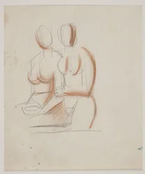 Compositiestudie met 2 naakte vrouwen