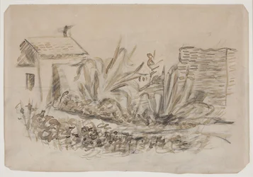 Landschap met huis links. Zuid-Frankrijk