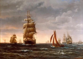 Schepen op ruwe zee