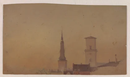 Studie van de torenspitsen van de Petrikerk en de Onze-Lieve-Vrouwekathedraal