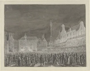 Viering van de afkondiging van de Alliantie met Frankrijk op de Grote Markt te Haarlem, 1795