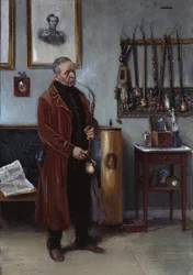 Man met meerschuimpijp in een interieur
