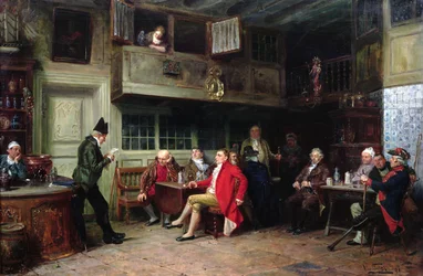 Kroeginterieur met menigte