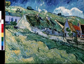 Chaumieres a Cordeville (Rieten huisjes in Cordeville). Schilderij van Vincent van Gogh (1853-1890)
