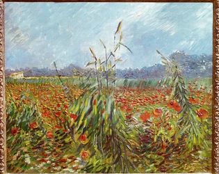 Korenvelden en klaprozen (olieverf op doek)