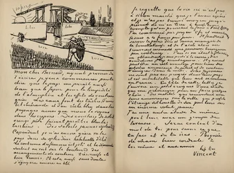 Facsimile van een brief van Vincent Van Gogh aan Emile Bernard op 18 maart 1888, uit het boek 
