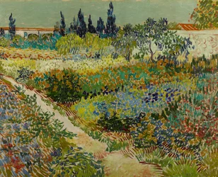 Nederlands: Tuin te Arles Bloeiende tuin met pad