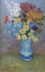 Bloemen in een Blauwe Vaas