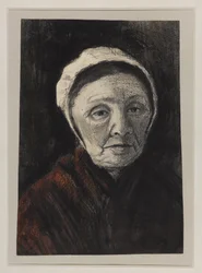 Hoofd van een oude vrouw in een Scheveningse muts, 1882-83