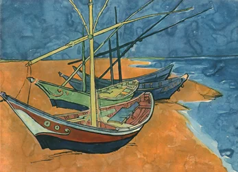 Zeilboten op het strand bij Les Saintes-Maries, juni 1888, 1947