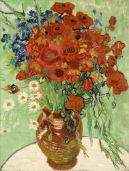 Stilleven, Vaas met Margrieten en Klaprozen, 1890
