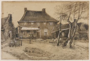 De pastorie in Neunen: gezien vanaf de achterkant, met het atelier van de kunstenaar aan de rechterkant, ca. 1884