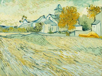 Uitzicht op het asiel en de kapel van Saint-Remy, 1889