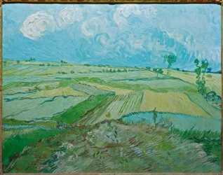 Tarwevelden in Auvers met regenwolken