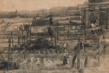 Achtertuinen met twee figuren (1882)