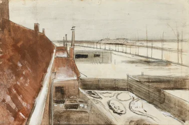 Uitzicht vanuit het raam van Vincents atelier in de winter II (1883)