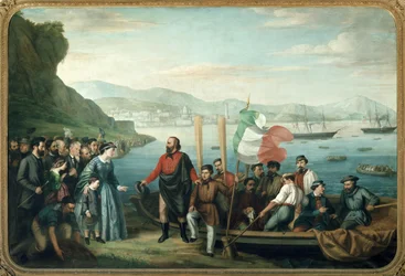 Giuseppe Garibaldi vertrekt vanuit Quarto voor de expeditie van de Duizend (schilderij)