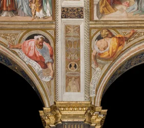 Centrale schip, Pluim Tweede en Derde Noordoverspanning, Vincenzo Campi 1573, Bustes met Profeten