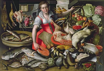 Martha bereidt de maaltijd voor Jezus of Jezus in het huis van Martha en Maria