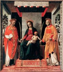 Maagd en Kind omringd door heiligen Faustinus en Jovita