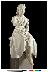 Portret van markiezin Virginia Busti Porro als jong meisje of jonge dame die een bloem aanbiedt