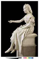 Portret van Markiezin Virginia Busti Porro als jong meisje of jonge dame die een bloem aanbiedt